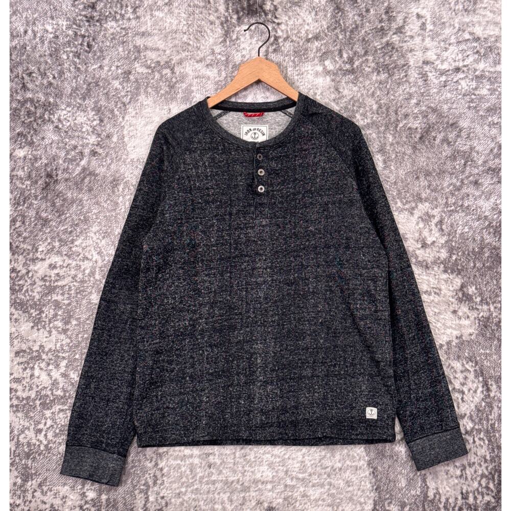 Iron & Resin Henley Shirt Medium Mens Indigo Knit Long Sleeve